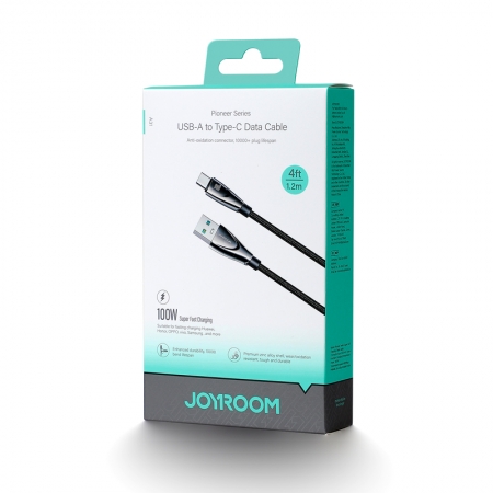 JOYROOM 100W 1.2M Type-C Port Pioneer Series Fast Charging Data Cable Black - Image 2