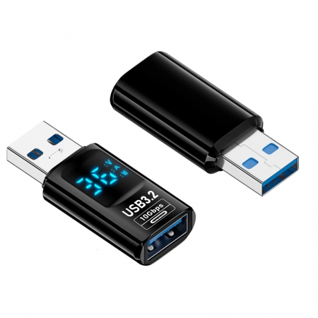 USB(Male) to USB(Female) 36W 10Gbps Digital Display Charging Adapter Black