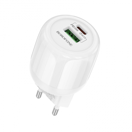 BOROFONE BA93A 20W Lustrous Type-C+USB Charger Eu plug White