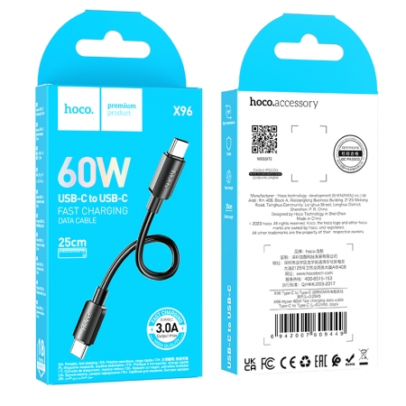 HOCO U136 3A 60W 1.2M Type-C to Type-C Charging Data Cable Black - Image 2